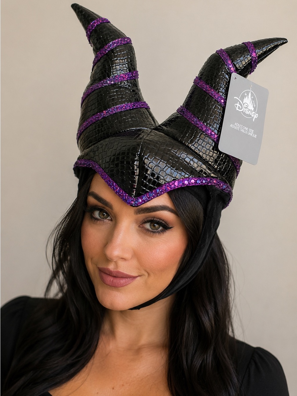 Disney Parks Maleficent Villains Horns Headpiece Black Purple Sequin NWT